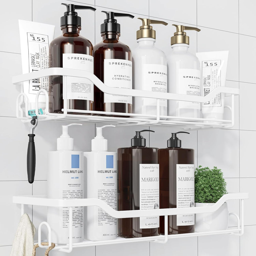 Kitsure Shower Caddy, Adhesive Shower Organizer, Large, White