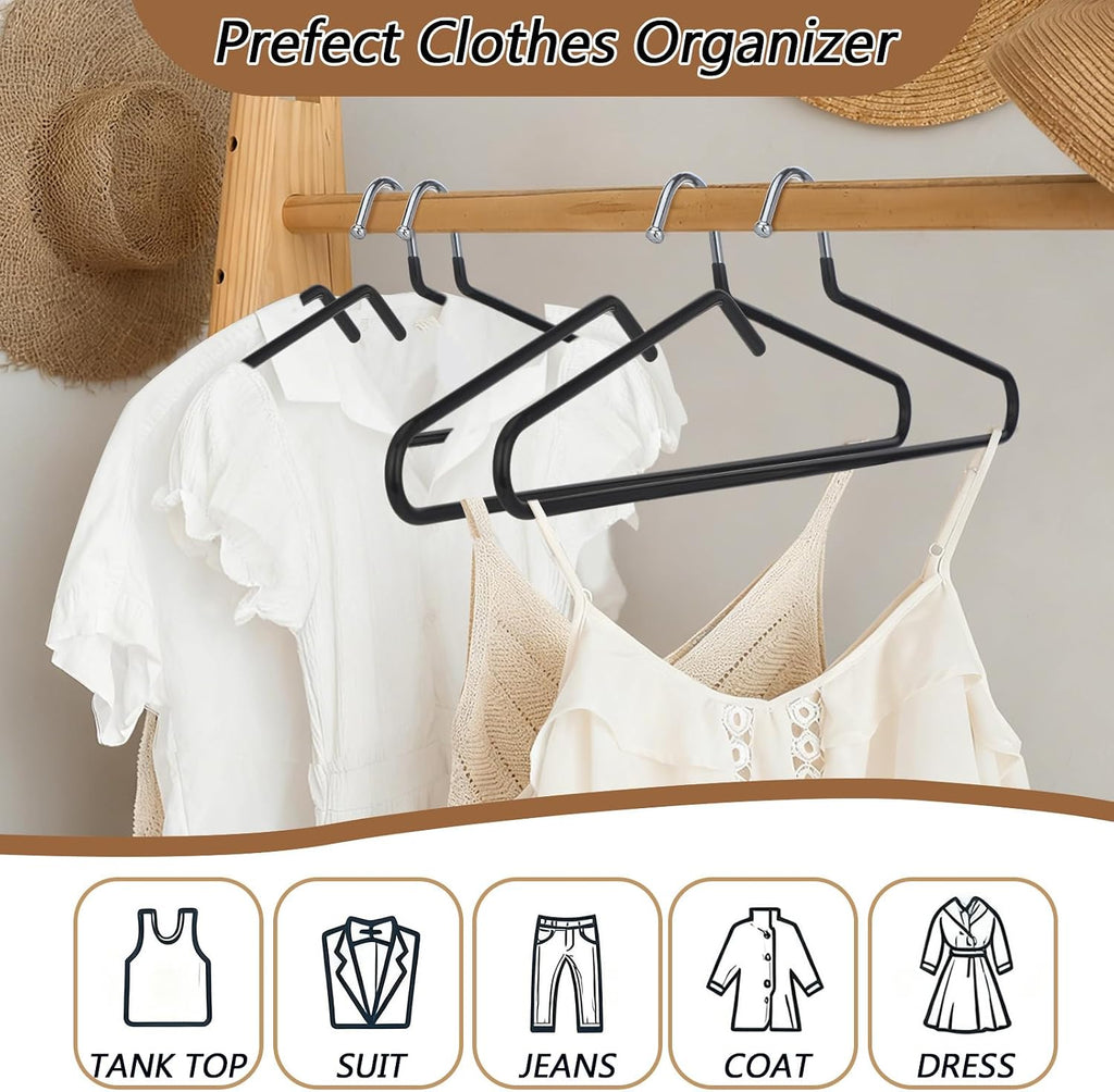 Leumoi 20 Pack Short Neck Hangers Non-Slip Metal Hangers for Clothes, Black