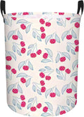 Cute Girls Baby Laundry Basket Kids Clothes Gift Hamper Nursery Cherry Room Decor (Blue Leaf Dot Cherries)