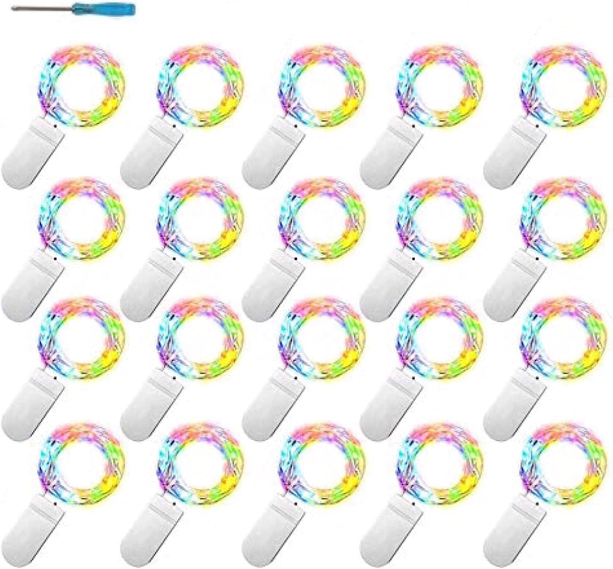 20 Packs Fairy String Lights, 6.6FT 20 LEDs Battery Operated Silver Copper Wire Starry String Light for DIY Party Christmas Costume Wedding Easter Table Decorations (4 Colors)