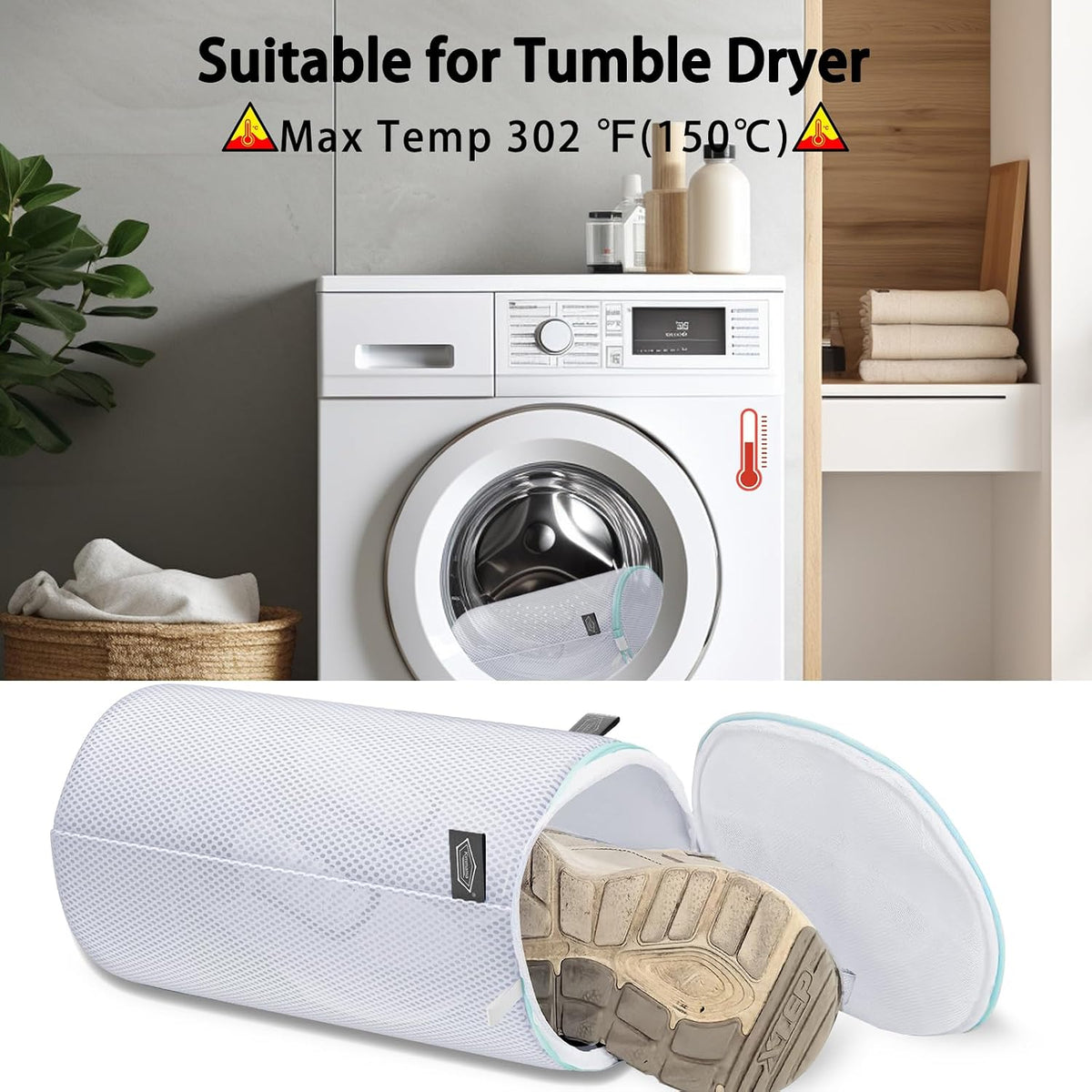 Shoe Washing Machine Bag, Large Mesh Laundry Bag for Sneakers, 8x15", 2Pcs