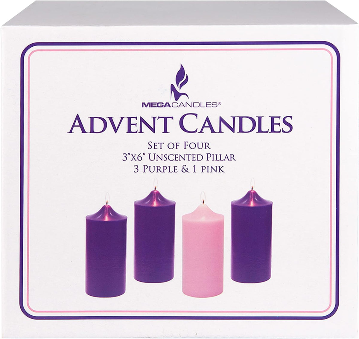 Mega Candles Unscented Advent Bell Top Pillar Candle Set 4 ct 3" x 6"