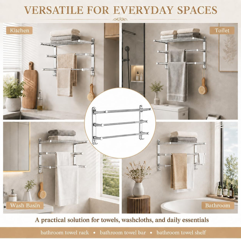 Adjustable Towel Rack for Bathroom Wall Mount 17-30.7inch