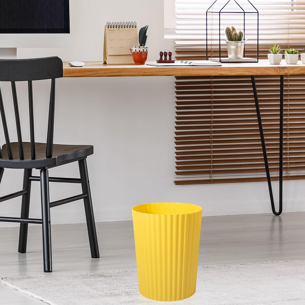 JiatuA Small Bathroom Trash Can Plastic Wastebasket Garbage Can Yellow