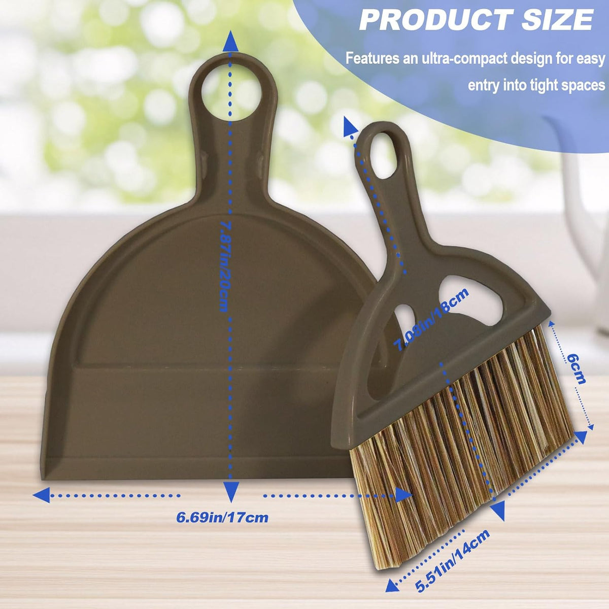 Mini Broom and Dustpan Set Hand Broom with Dustpan Portable Housekeeping Cleaning Tools for Desk,Counter,Sofa,Kitchen,Office,Nest (Coffee)