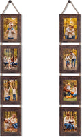QUTREY 4x6 Collage Picture Frames, 8 Openings Vertical Hanging Photo Frame Set of 2, 4 by 6 inch Multi Picture Frames for Wall, Distressed Brown