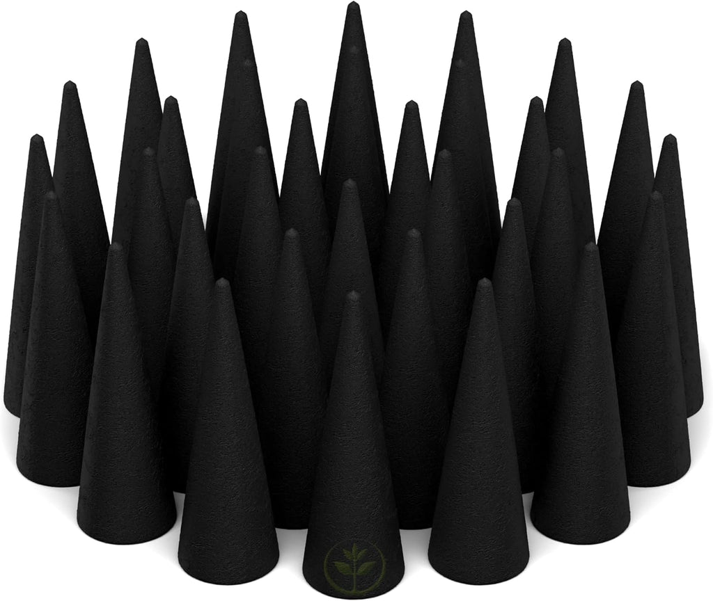 100 Unscented Charcoal Incense Cones 2" BACKFLOW - 100% Natural Blanks - Great for DIY Aromatherapy Incense Making, Waterfall Burner and Holder