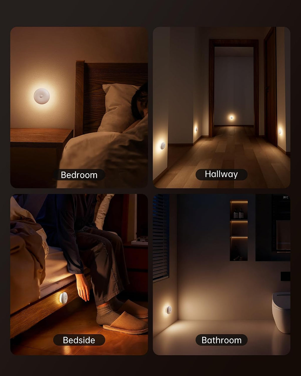 Homelist 2026 New 1500mAh Indirect Lighting Night Light, 3 Pack Bedside Table Lamp, Dimmable Rechargeable Motion Sensor Lights Indoor for Bedroom Nightstand, Cabinet, Porch, Hallway, Stairs