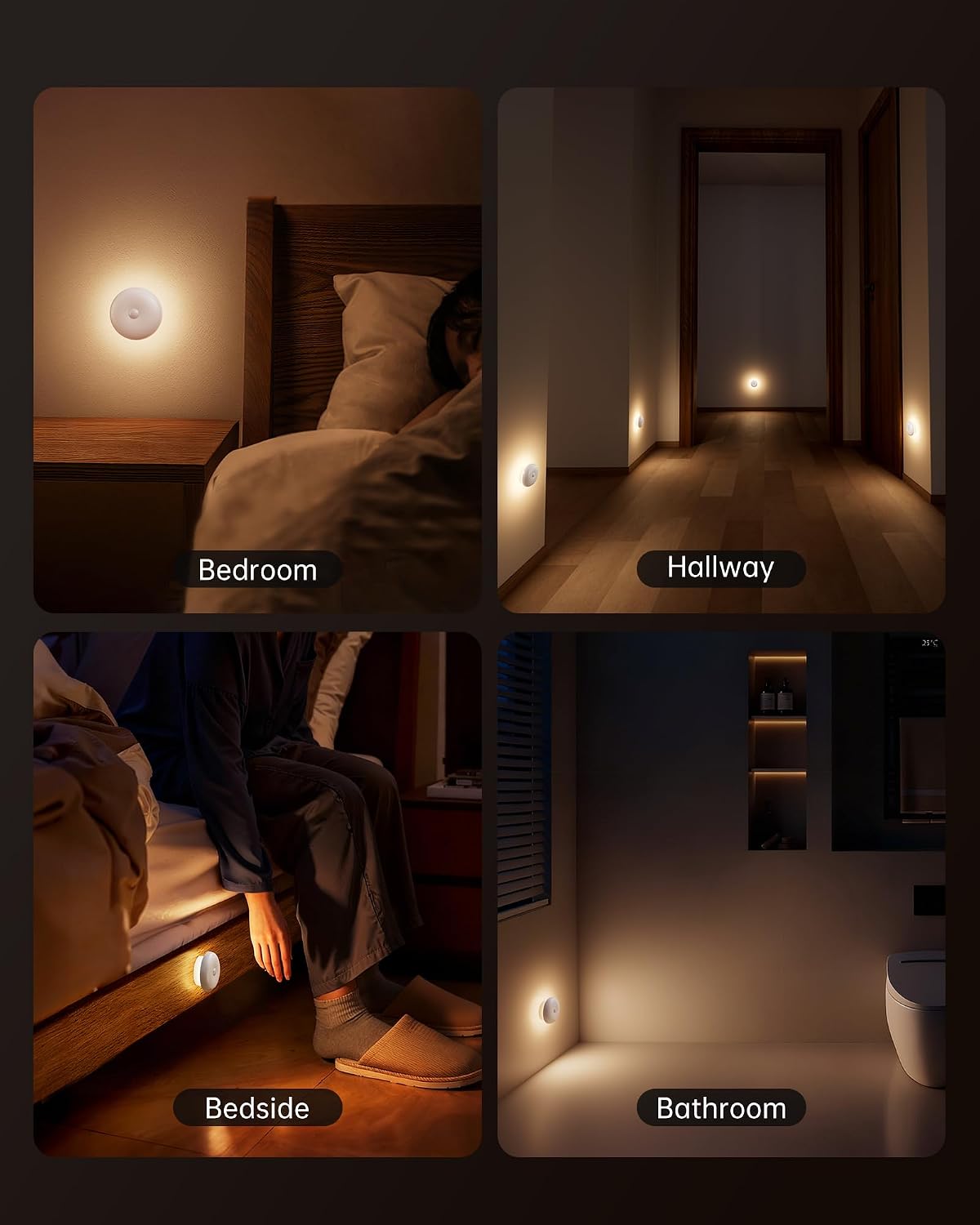 Homelist 2026 New 1500mAh Indirect Lighting Night Light, 3 Pack Bedside Table Lamp, Dimmable Rechargeable Motion Sensor Lights Indoor for Bedroom Nightstand, Cabinet, Porch, Hallway, Stairs
