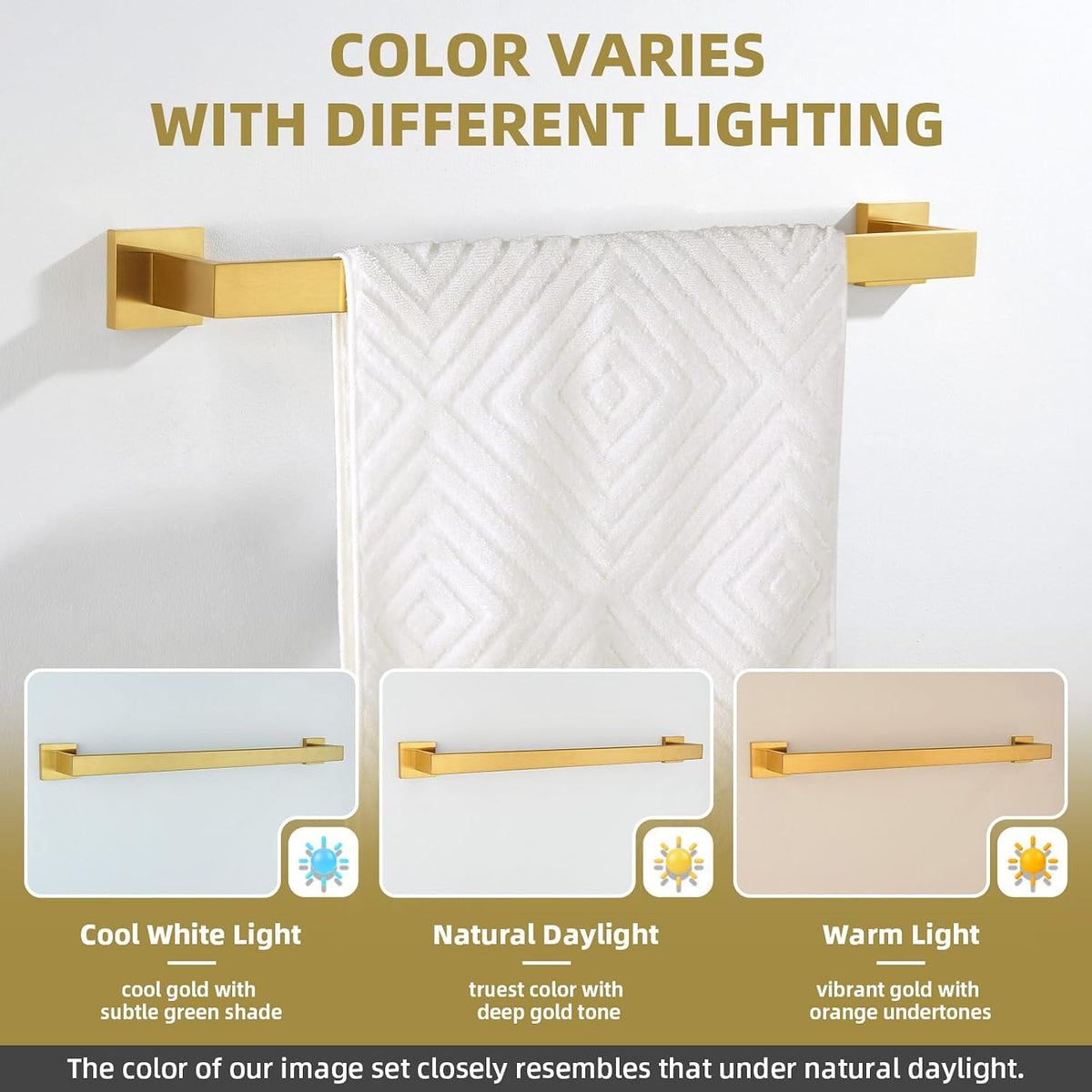 Angle Simple 23.74 Inches Towel Holder, Single Towel Bar, Brushed Dark Gold