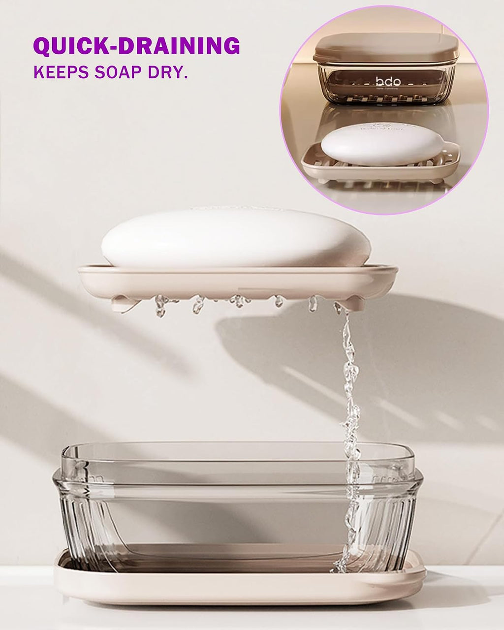 Travel Soap Case Clear with Leakproof Lid and Drainage Layer