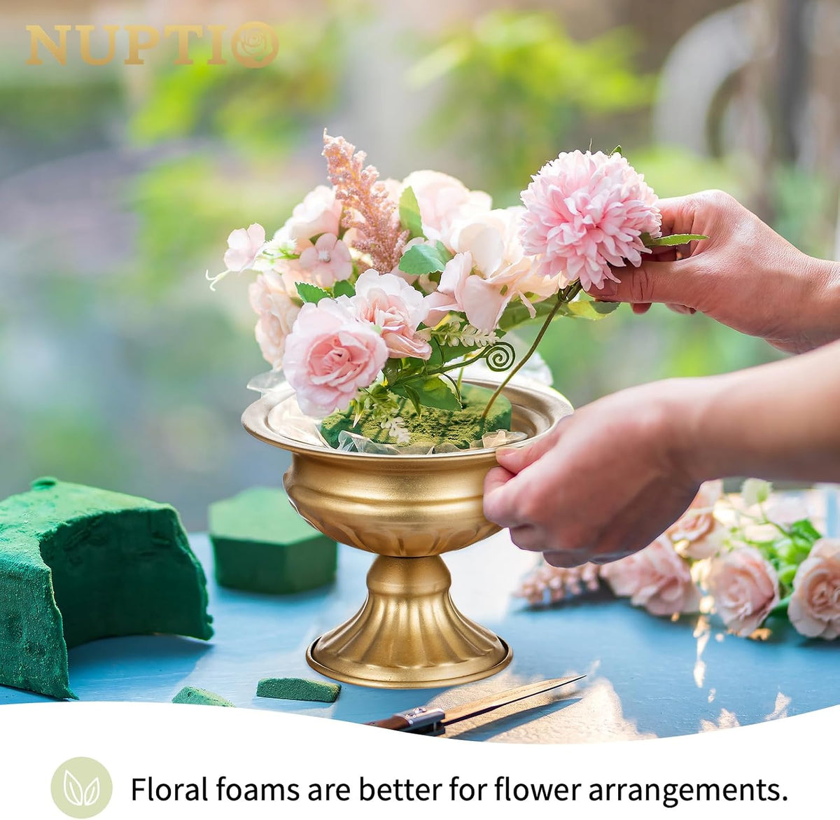 NUPTIO Gold Compote Vase Centerpiece: Metal Urn Planter, 4.96" Tall, 2 Pcs