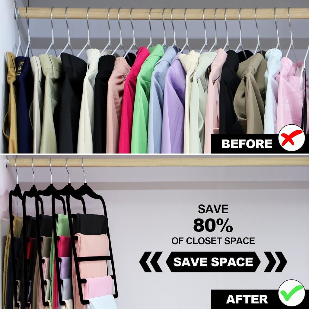Closet Organizers and Storage, 5 Pack Velvet Pants-Hangers-Space-Saving