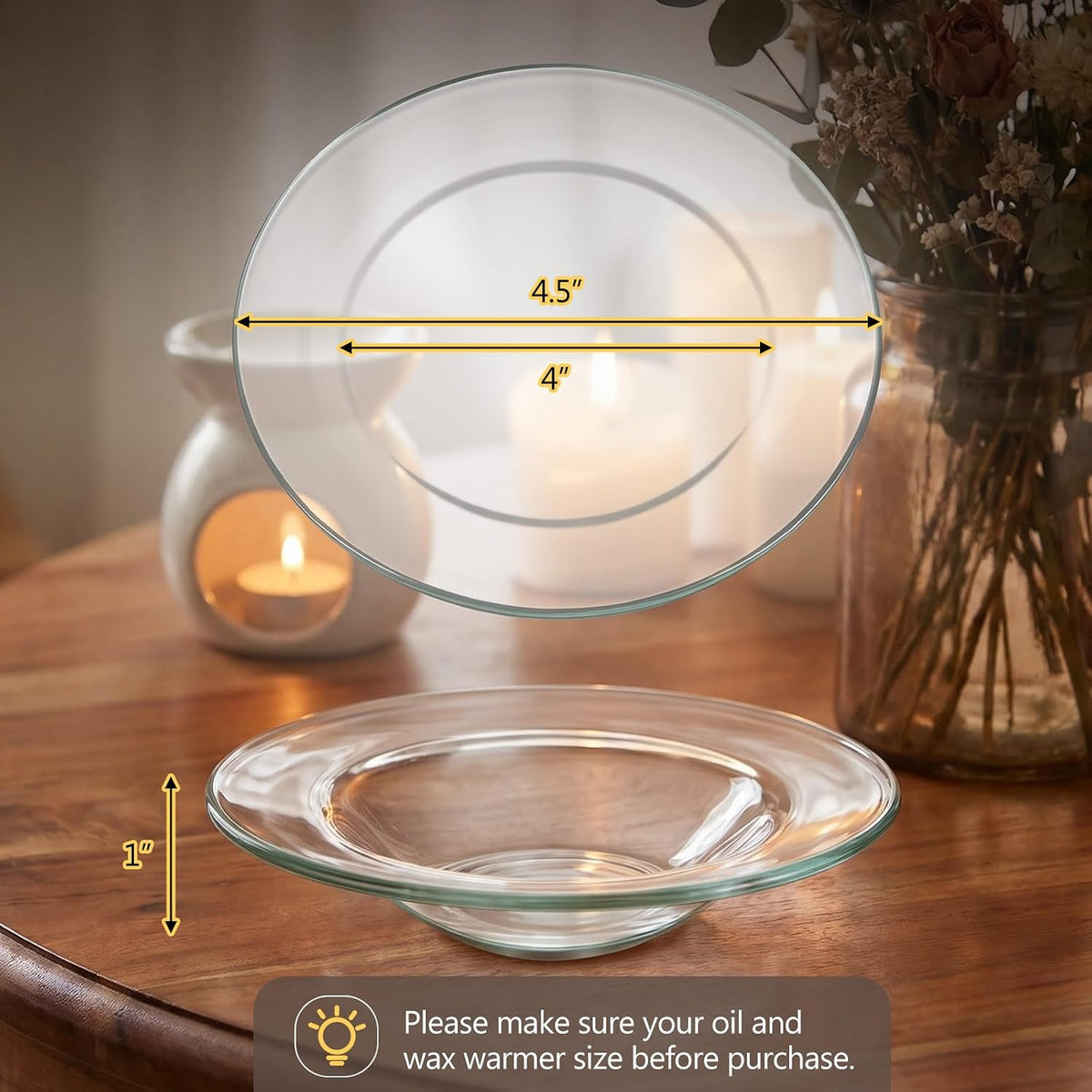 Patelai 2 Pieces Replacement Wax Warmer Dish, 4.5 Inches Round Glass Plate