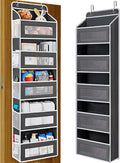 Over the Door Organizer with 5 Front Pockets and 5 Mesh Side Pockets, Extra Large Hanging Organizer for Storage in Bedroom, Bathroom, Pantry, Nursery, Black