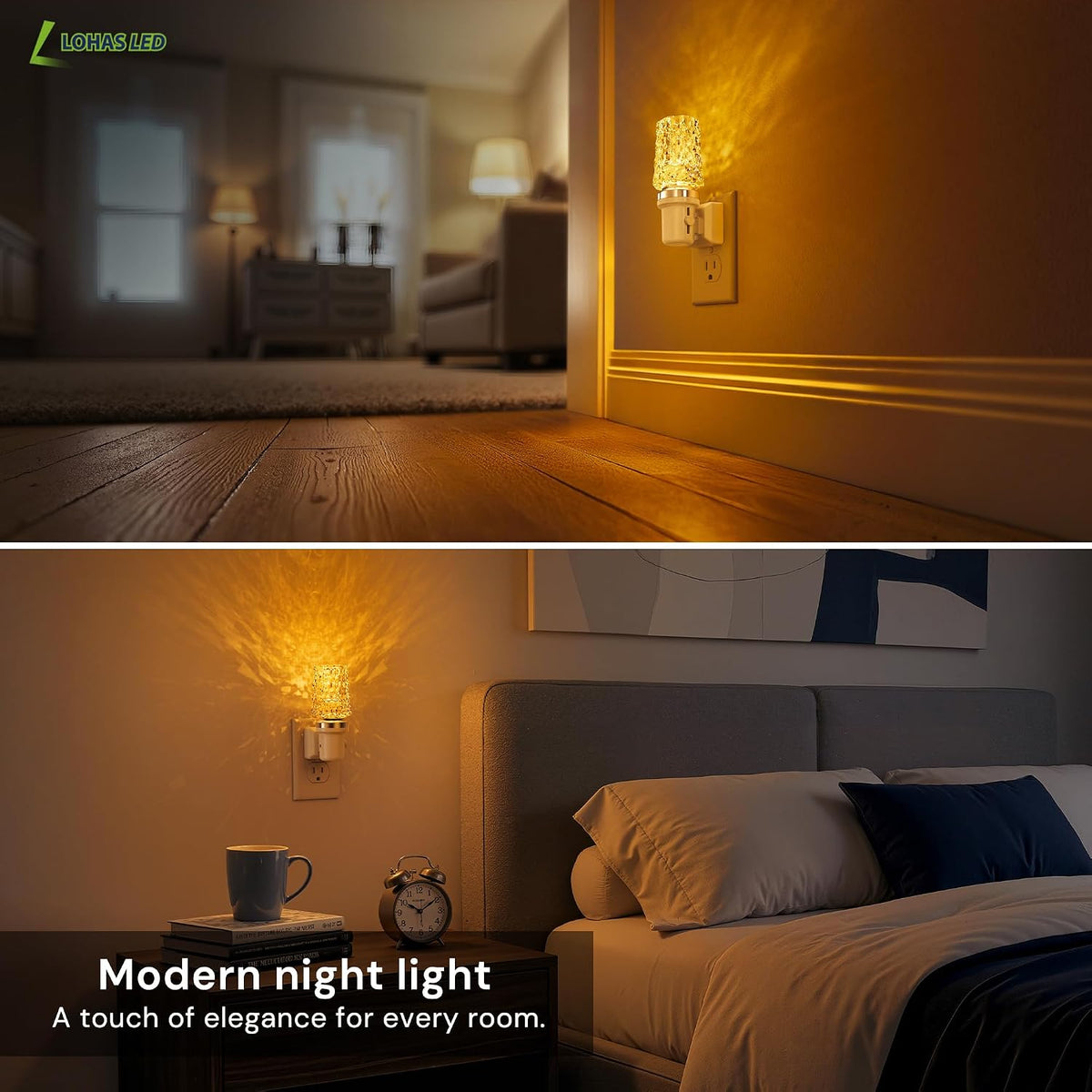 L LOHAS LED Amber Night Light,Yellow Nightlight,Dimmable 100LM,Light Sensor