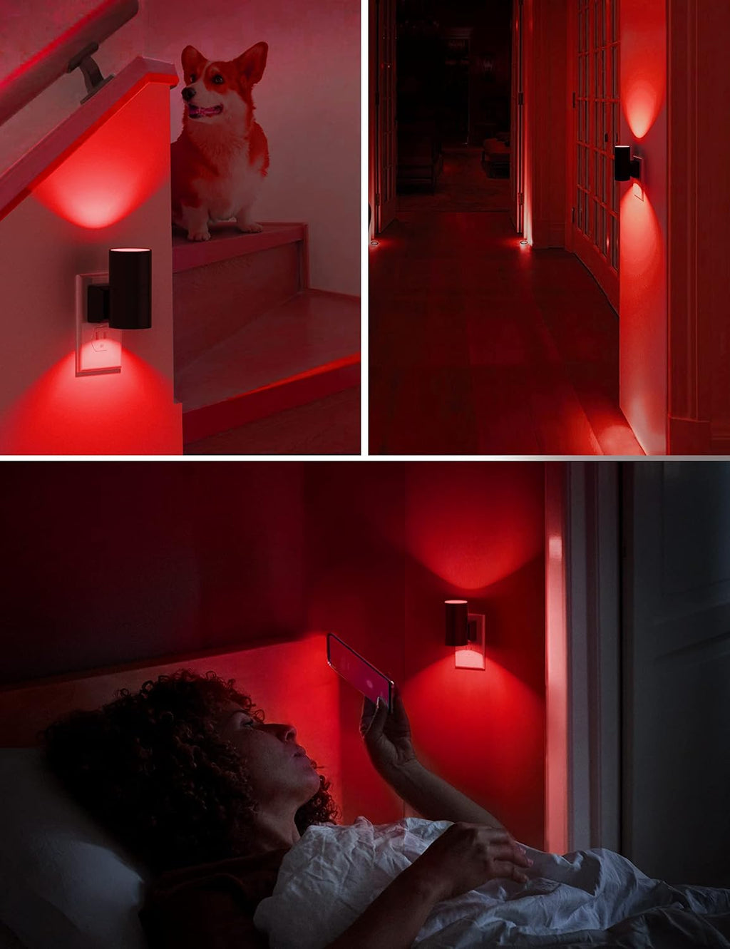 L LOHAS LED Red Night Light, Circadian Night Lights Plug into Wall, 4 Pack