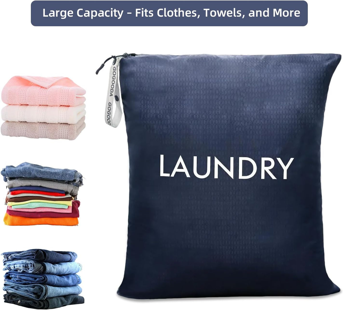 GOGOODA Travel Laundry Bags Reusable Dirty Clothes Bag with Handle