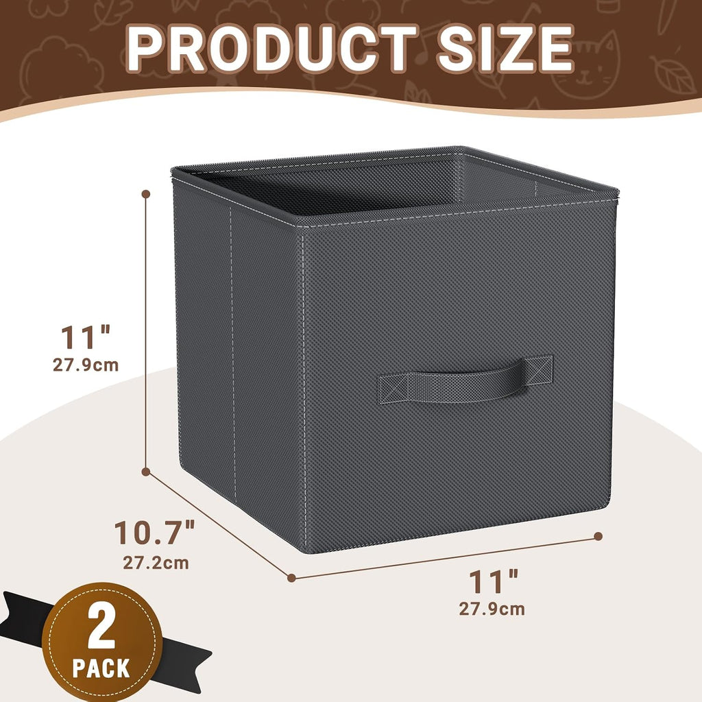 Cube Storage Bins, 11 Inch Fabric Storage Cubes with Handle