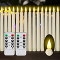 Flameless Taper Candles with Remote Control and Timer, Battery Operated LED Candlesticks with Flickering 3D Flame, 9.6×0.8 Inches Plastic Fake Candles for Christmas, Wedding and Home Decor (Ivory, 15)