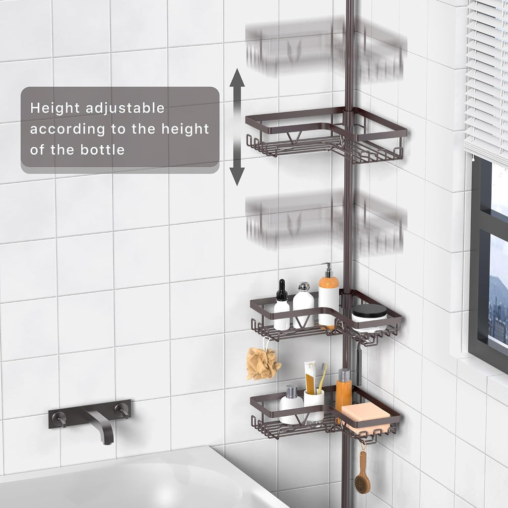KEGII 4-Tier Corner Shower Caddy Tension Pole, Bathroom Shelf, Bronze
