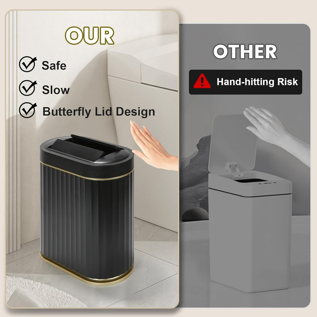 ELPHECO Motion Sensor Bathroom Trash Can with Lid 2 Gal Automatic Trash Can