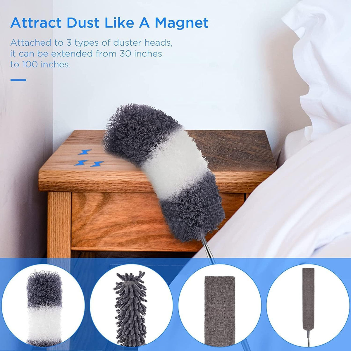 UIMO Microfiber Feather Duster 5-in-1 Kit for Dusting and Cleaning