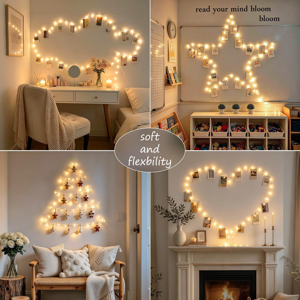 JMEXSUSS 50 LED Picture Lights for Wall, 16.5ft Battery Fairy Lights