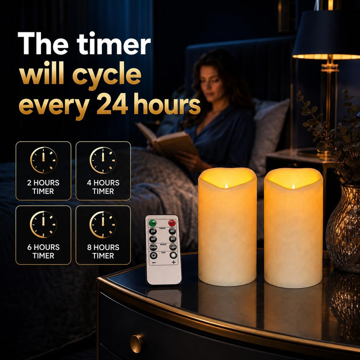 Enido Flameless Candles LED Candles Outdoor Waterproof Candles(D: 3" x H: 6") Battery Operated Plastic Pack of 2 Pillar