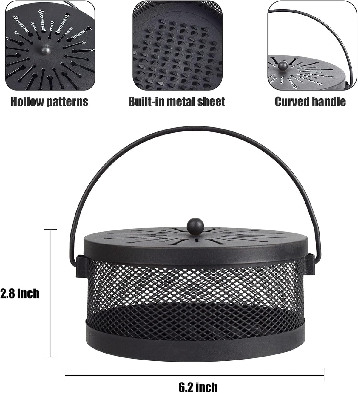 A&M Tech Black Mosquito Coil Holder Incense Coil Burner Indoor Outdoor Camping Use Portable Mosquito Repellent Coil Holder Incense Burner Holder 6.2 Inches Diameter