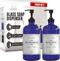 Sunrise Premium Cobalt Blue Glass Soap Dispenser with Pump, 2 Pack