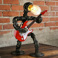 Steampunk Table Lamp with Mini Electric Guitar Industrial Desk Lamp