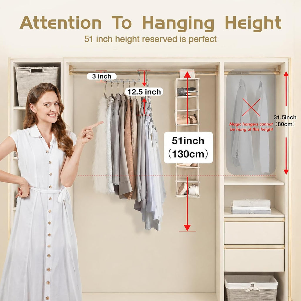 HOUSE DAY 10.5 Inch Closet Space Saving Wardrobe Clothing Magic Hangers Oragnizer Heavy Chrome Hangers, Updated Hook Design Pack of 8