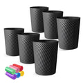 Small Trash Can 1.8 Gallons, Bathroom Trash Can & Garbage Can with 6 Trash Bags, Bedroom Trash Bin & Waste Basket for Office, Bedroom, Living Room, Kitchen, Compact Space (6-Black)