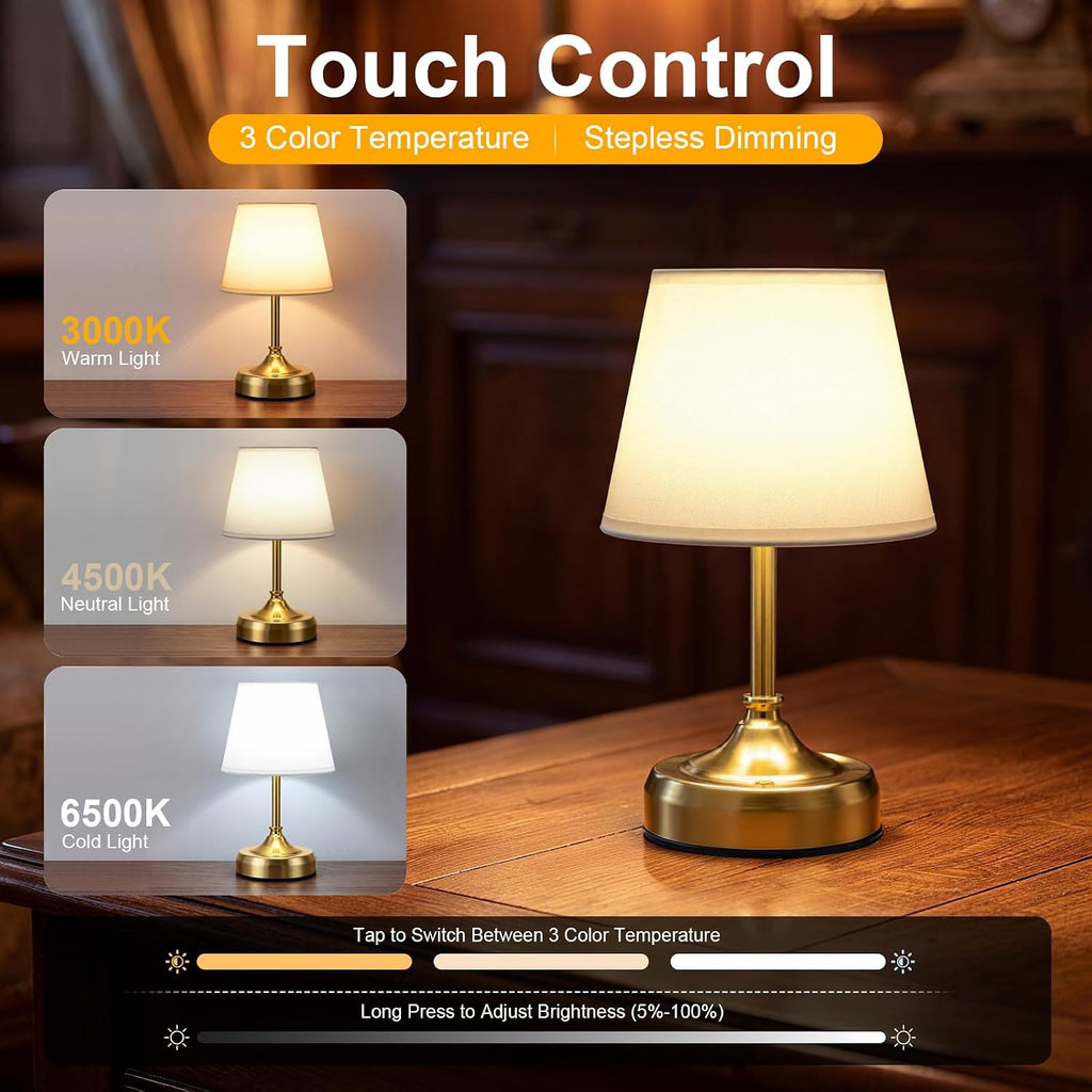 Small Cordless Table Lamp Rechargeable Gold