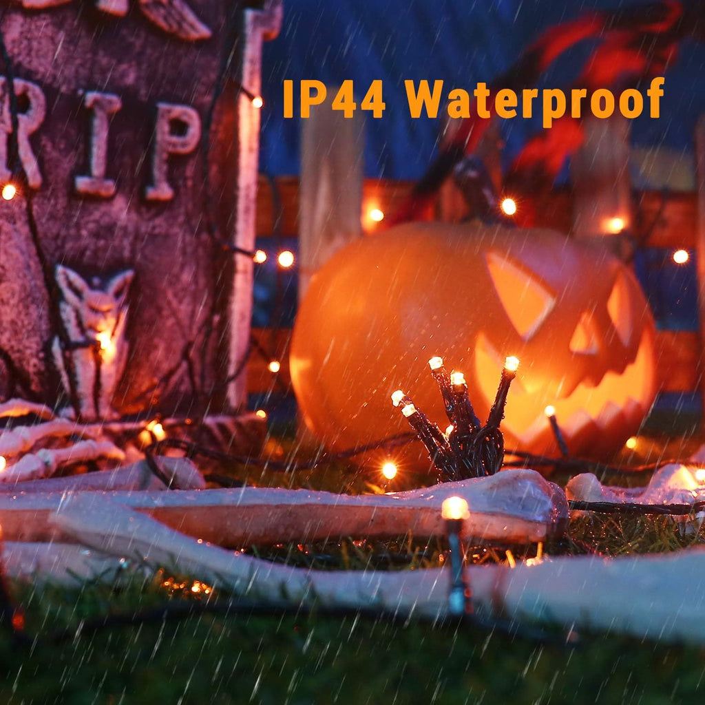 ODEETRONIC Orange Outdoor Halloween String Lights, 98.42 ft 300 LED Plug in