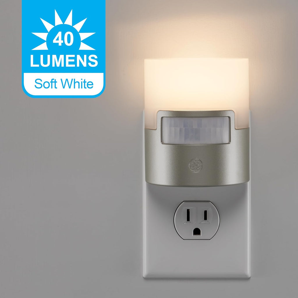 GE Plug in Night Light with Motion Sensor, 2 Pack, 40 Lumens