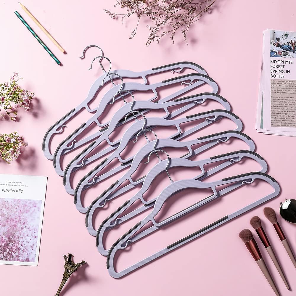 50 Pack Plastic Clothes Hangers, Non-Slip, Space-Saving, Heavy Duty
