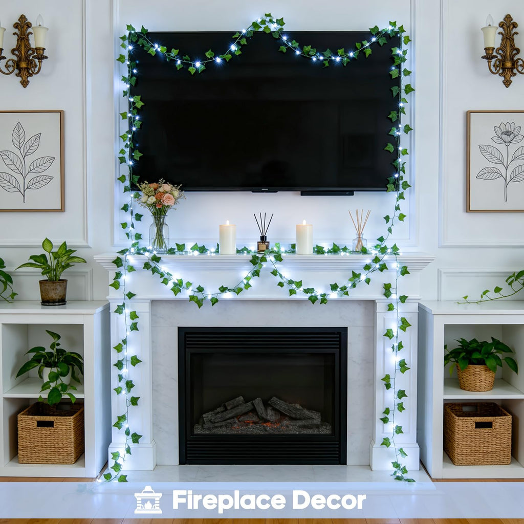 JMEXSUSS 33Ft Vines with Lights Battery Operated, 100 LED, White