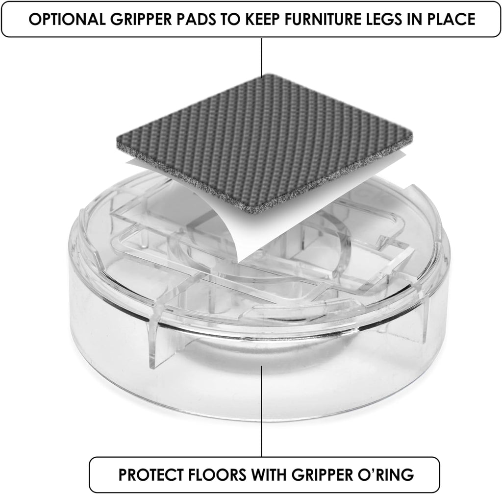 Slipstick CB658 Stack-Its 1 Inch Adjustable Bed Risers/Furniture Risers (Set of 8) Lifts Height 1", 2", or 3" When Stacked - Clear Heavy Duty Raisers