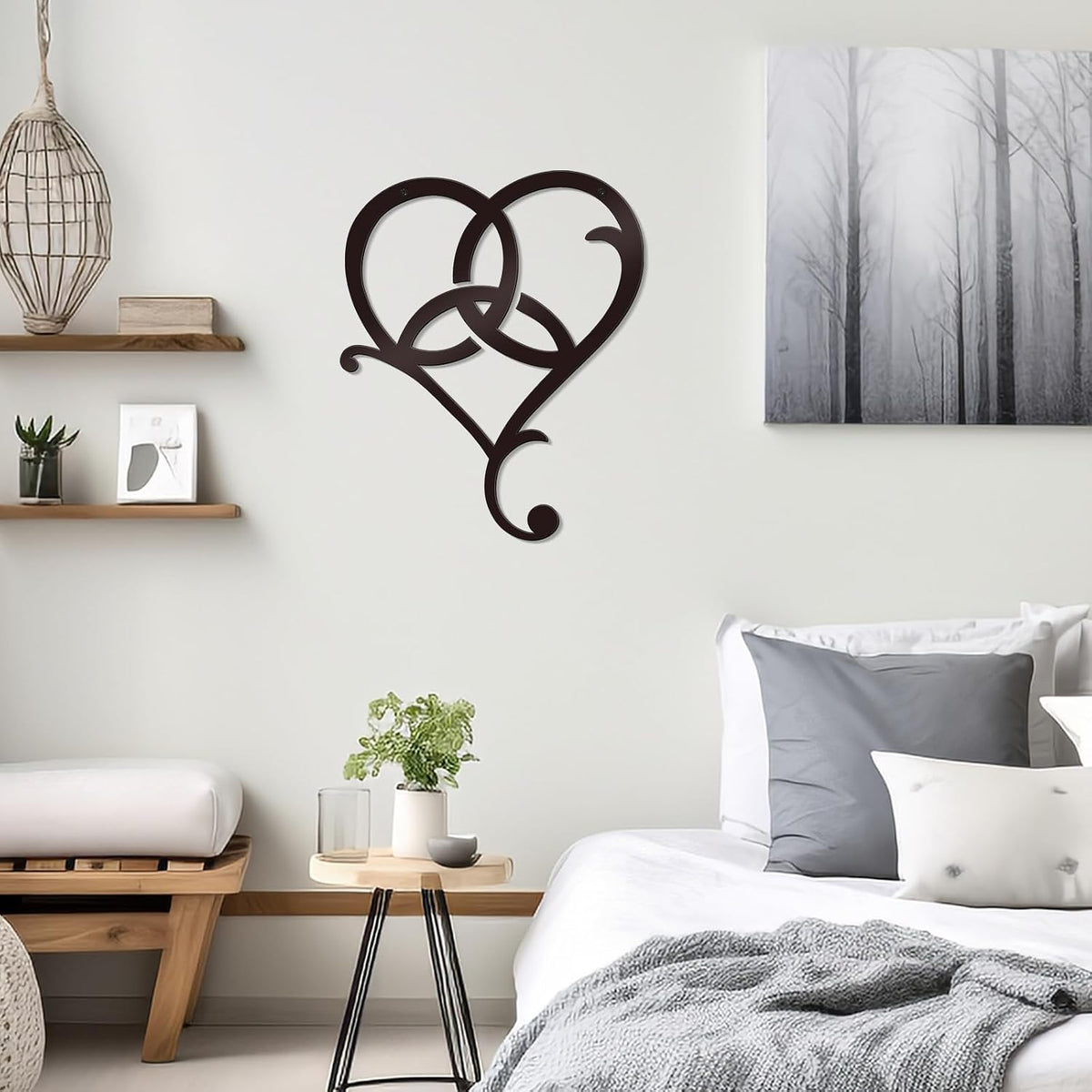 Bnesi Infinity Heart Metal Wall Art Love Signs for Home Decor Black Wall Decor Above Bed Wall Decor Minimalist Wall Art for Living Room Bedroom Bathroom Kitchen (Style L)