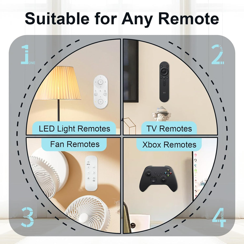 Magnetic Silicone Remote Control Holder Wall Mount for TV Fan 6 Pack Black