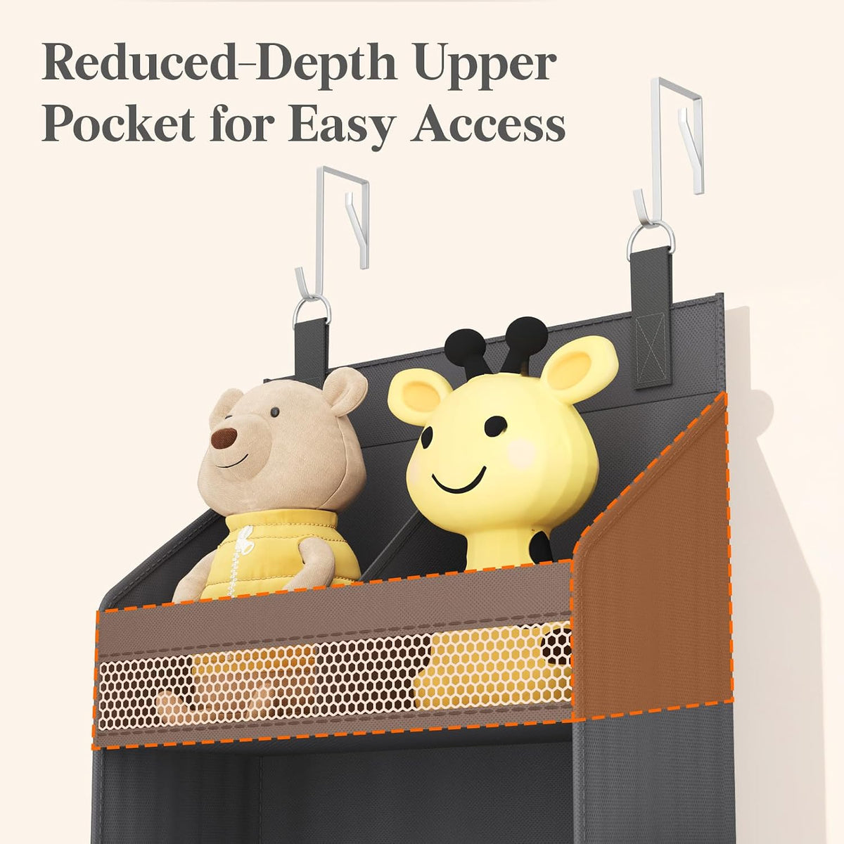 Lifewit 4 Tier Over the Door Organizer, Diaper Hanging Storage, Gray