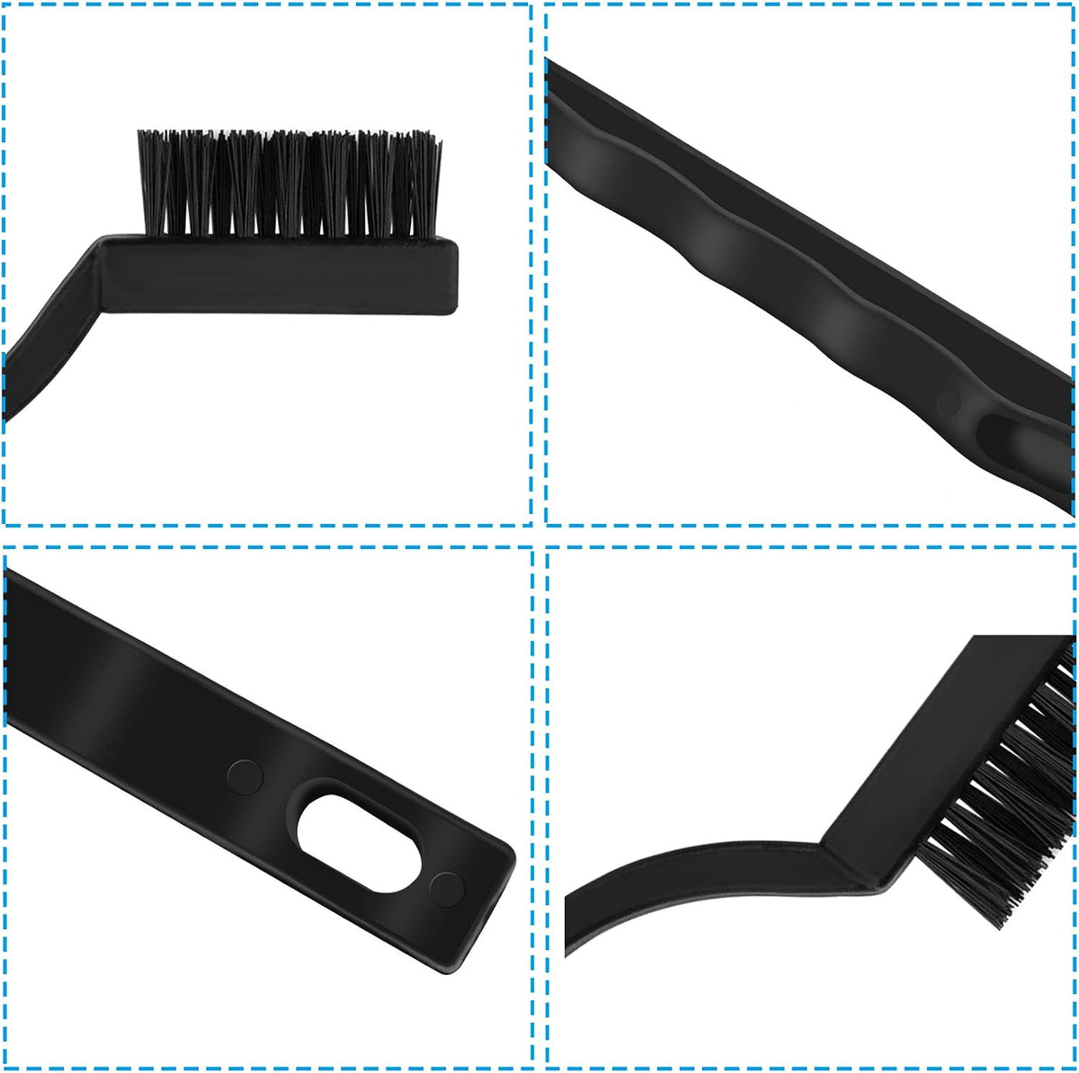 Topbuti 15 Pcs Mini Nylon Wire Brush Set for Cleaning Welding Slag Rust, Wire Bristle Scratch Brush Set, Curved Handle Brushes