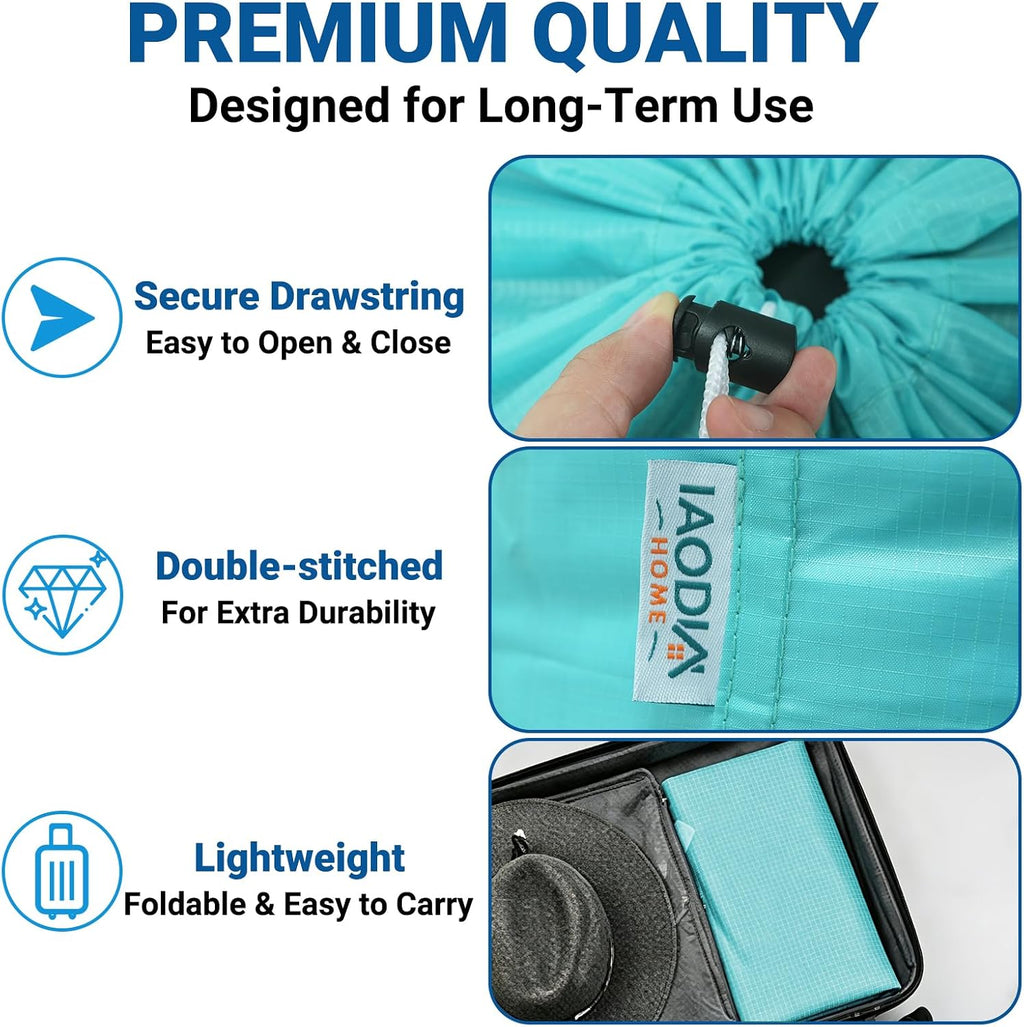 2 Pack XL Laundry Bags, Extra Heavy Duty Large Laundry Bag with Drawstring Closure, Machine Washable Clothes Organizer for Hamper, College Dorm, Travel (Blue + Green, X-Large)