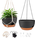 12 Inch Hanging Basket Planter with Chain & Rope for Indoor Outdoor Plants