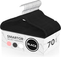 Black Velvet Hangers 70 Pack, Non Slip Felt Slim Hangers for Space Saving