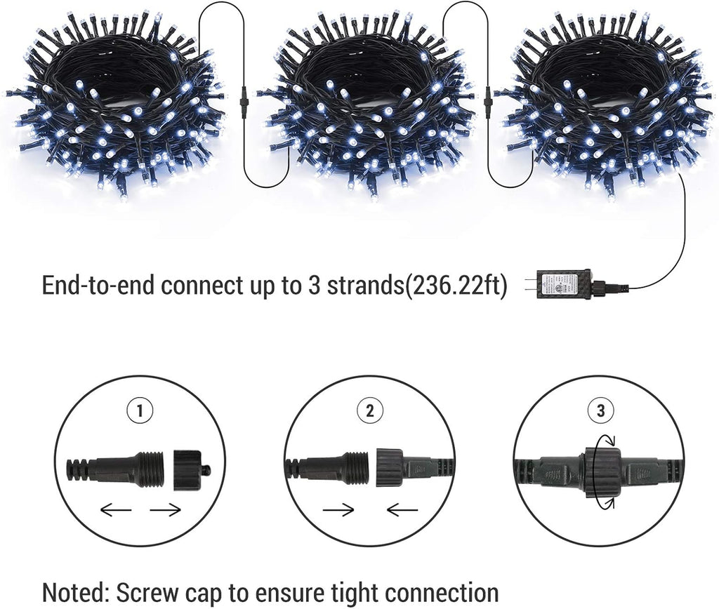 Brizled White Christmas Lights Outdoor, 78.74ft 240 LED Mini String Lights