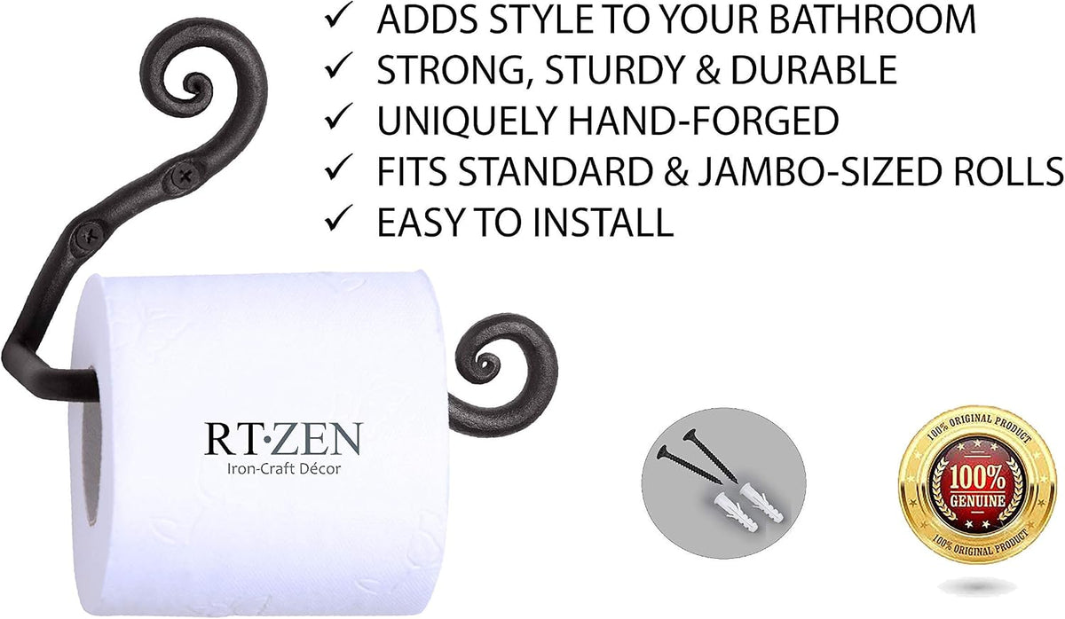 RTZEN Bathroom Toilet Paper Holder Handcrafted Wrought Iron Home Decor