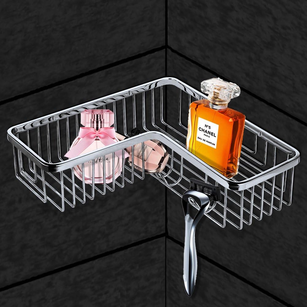 Shower Corner Shelf,304 Caddy Stainless Steel Rustproof,Soap Caddy Shower Organizer Wall Mounted Basket,Polished Finish-Right Angle Basket